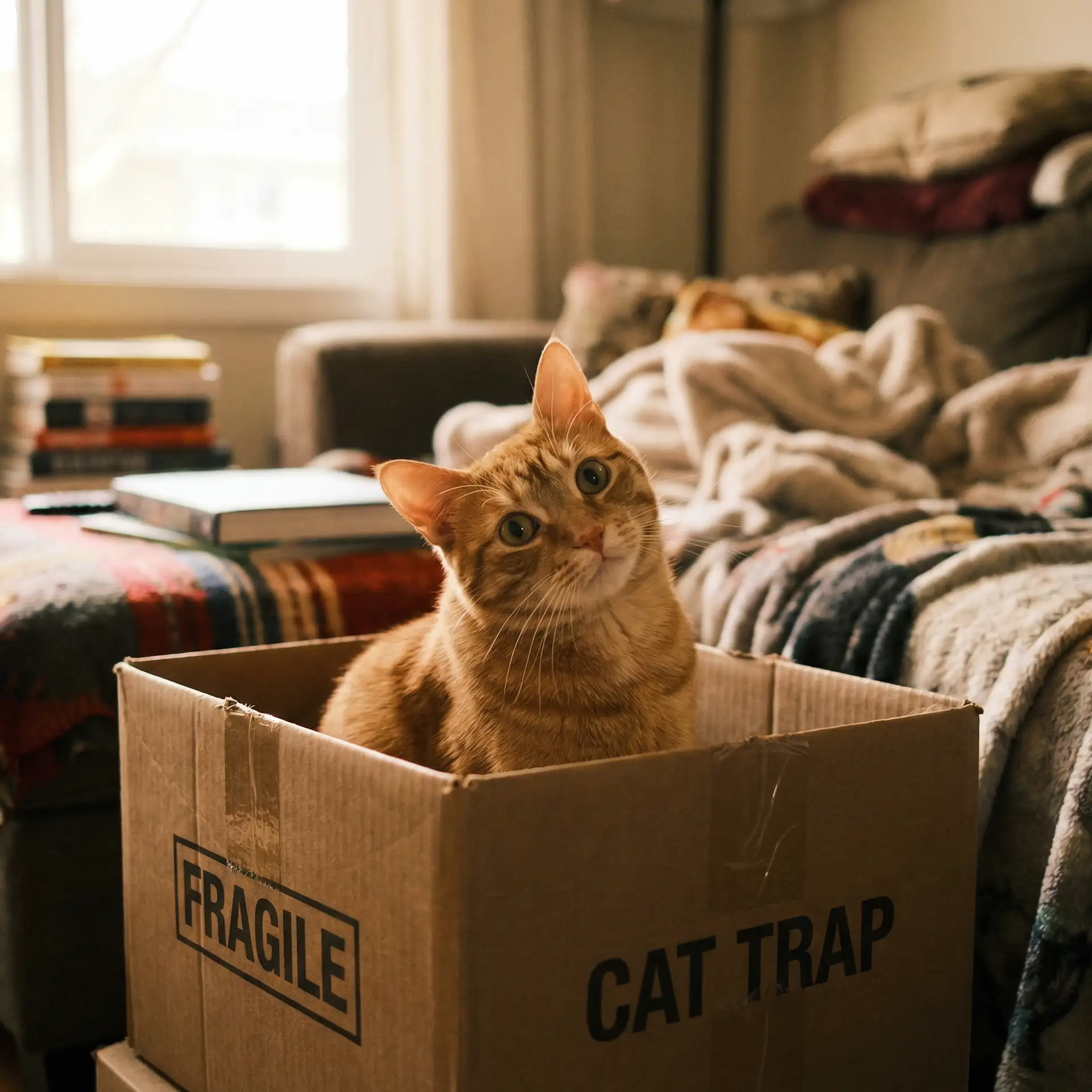 橘猫躲在纸箱里 - 极上中出-村上里沙